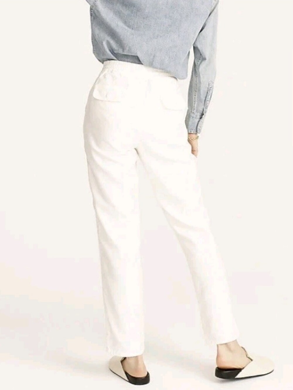 J. Crew Womens Tie Waist Ivory Camp Pants In Garment Dyed Corduroy SP